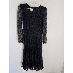 KARIN STEVENS PetitesVintage Victorian Goth Style Beaded Dress Size 6